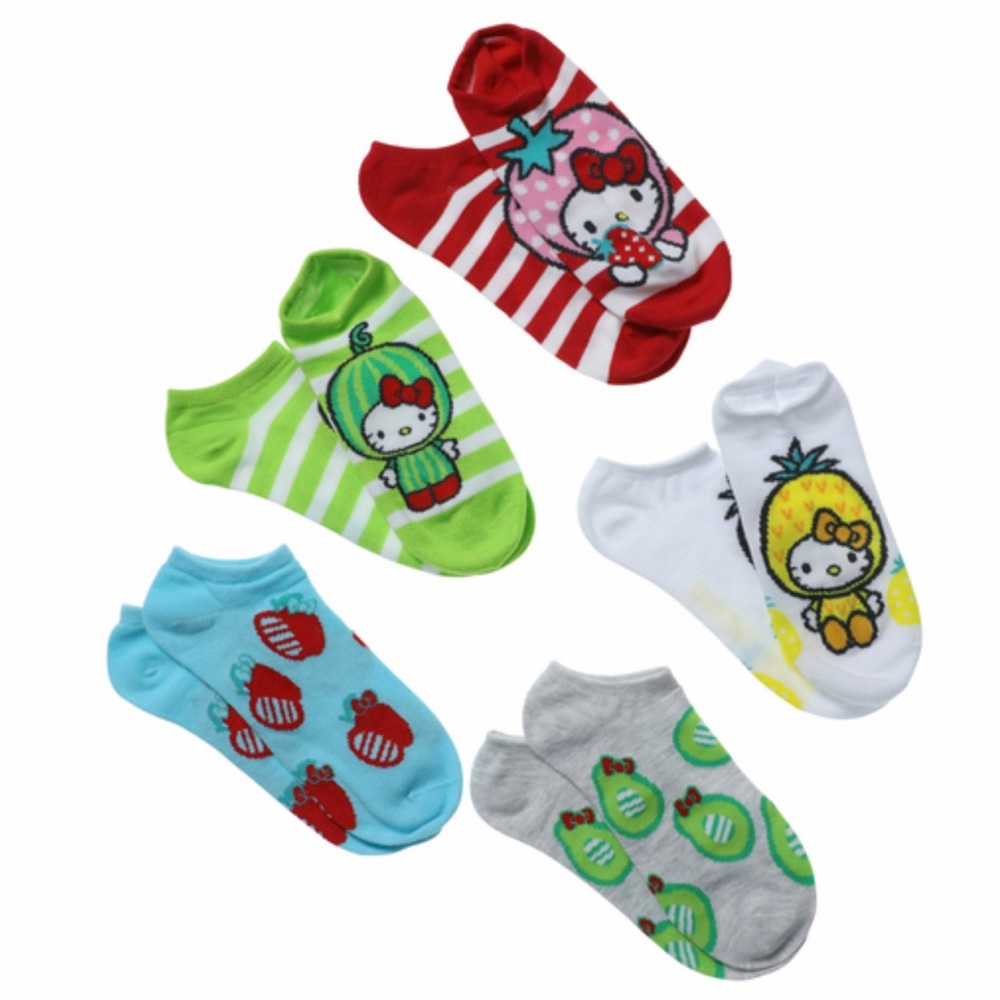 Hello Kitty® Ladies Ankle Socks 5-Pack - Fruit NWOT